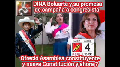 DINA Boluarte y su promesa #dinaboluarte #perulibre #pedrocastillo #antaurohumala #lopezaliaga #apra #cesaracuña #accionpopular #veronicamendoza #patriciabenavides